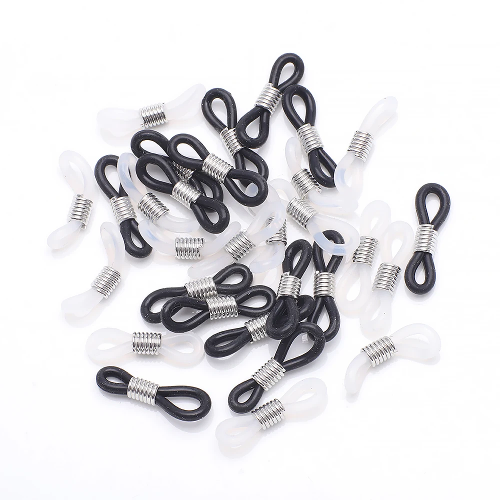 20pcs Eyeglass Chain Ends Adjustable Spring Rubber Ends Connectors for Eye Glasses Holder Necklace Chain DIY Jewelry Making