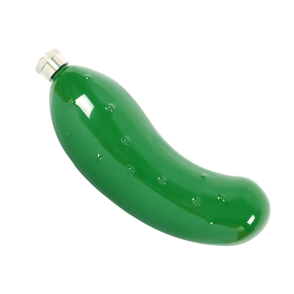 5 Oz Stainless Steel Hip Flask Creative Portable Cucumber Shape Yellow Liquor Whiskey Alcohol Pocket Bottle Bridesmaid Gift