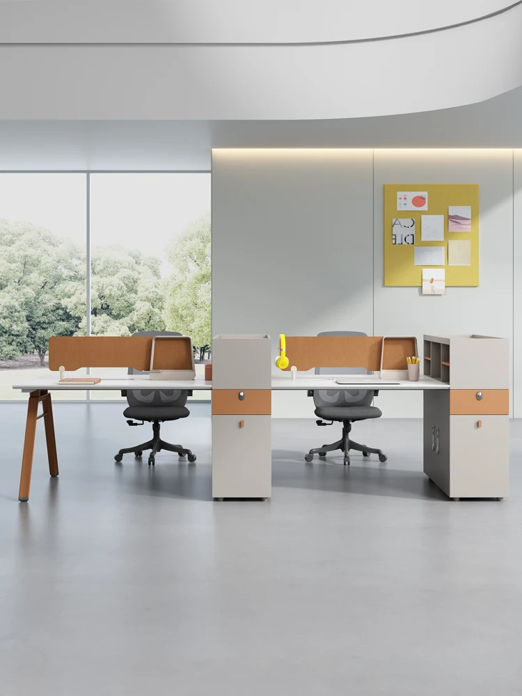 Desks and chairs combined with simple modern office furniture for staff seats