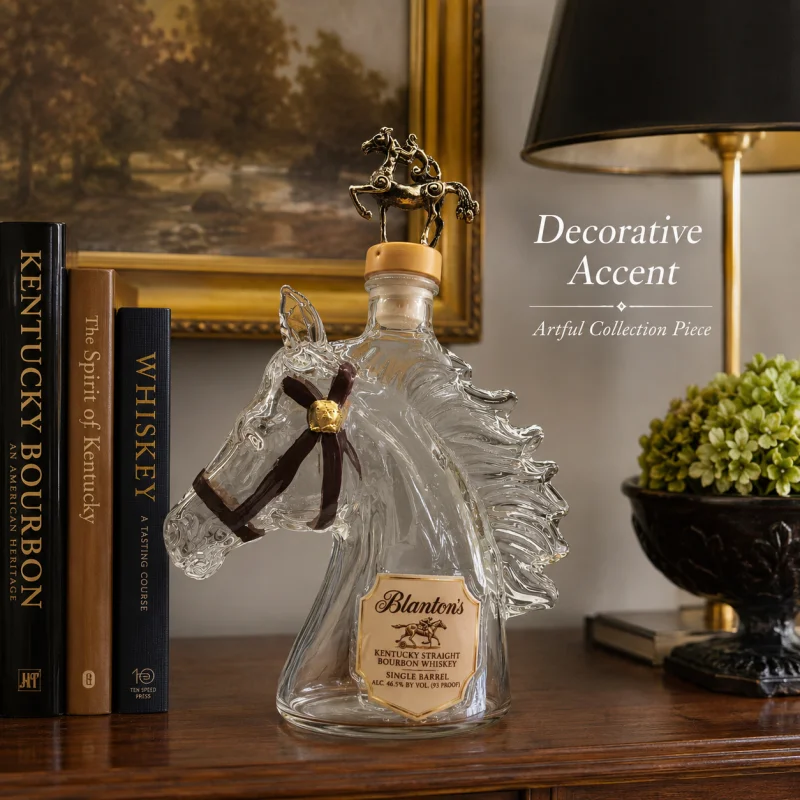 Decantador de Whisky Bourbon Premium Blanton's con Diseño de Cabeza de Caballo, Botella de Licor Vacía para Decoración de Bar en Casa, Regalo para Coleccionistas