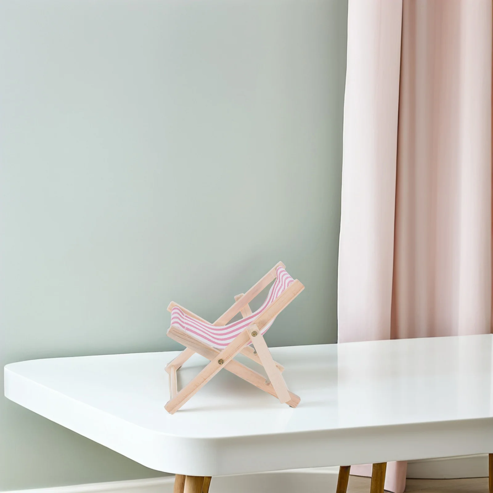 

1pc Wooden Phone Holder Beach Chair Design Desktop Stand For Smartphone Tablet Home Decor Bedroom Ornament Tabletop Mount