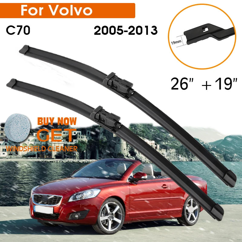 

Car Wiper Blade For Volvo C70 2005-2013 Windshield Rubber Silicon Refill Front Window Wiper 26"+19" LHD RHD Auto Accessorie