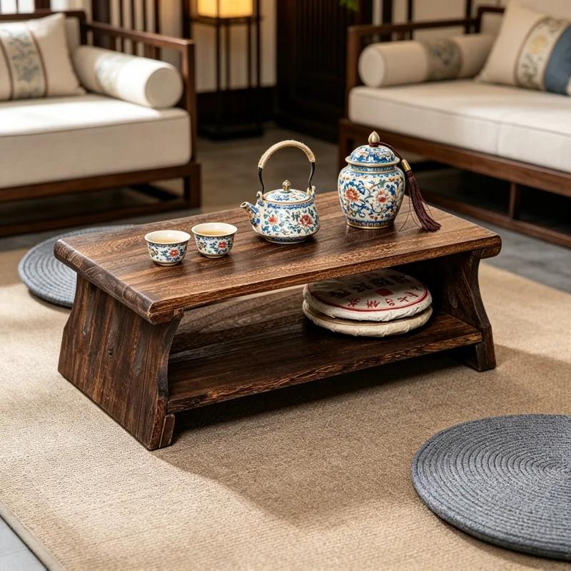 #￥Solid Wood Small Coffee TableHousehold Tea Table Tatami Table Japanese BalconyTable Bay Window Coffee Table Pratical New Sales