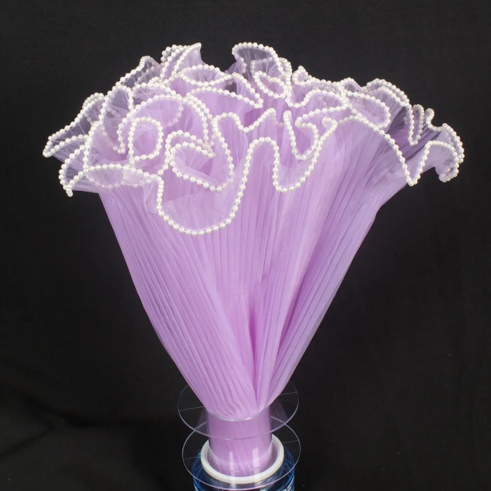 Pearl Lace Flower Wrapping Cloth Wave Yarn Handmade Bouquet Gift Packaging Paper Florist Romomatic Roll Flower Bouquet Wrapping