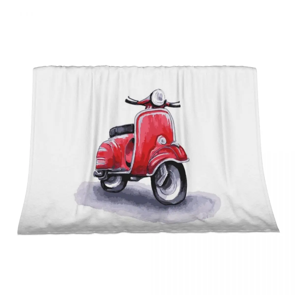 Scooter urbano italiano rojo. Acuarela y gráficos. Manta Furrys para mantas cálidas de invierno para bebé