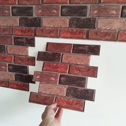 5PCS 10PCS of Deep Red Brick Pattern Self-adhesive Wall Sticker,Peel And Stick,Waterproof and Can Be Cut,Ceramic Tile Decoration