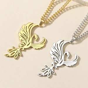 Dawapara-Animais Mitológicos Phoenix Colar, Totem Poderoso Celtic Crescente Lua Amuleto, Jóias De Aço Inoxidável, Proteção 8 principais vendas amuletos e talismãs poderosos - №8