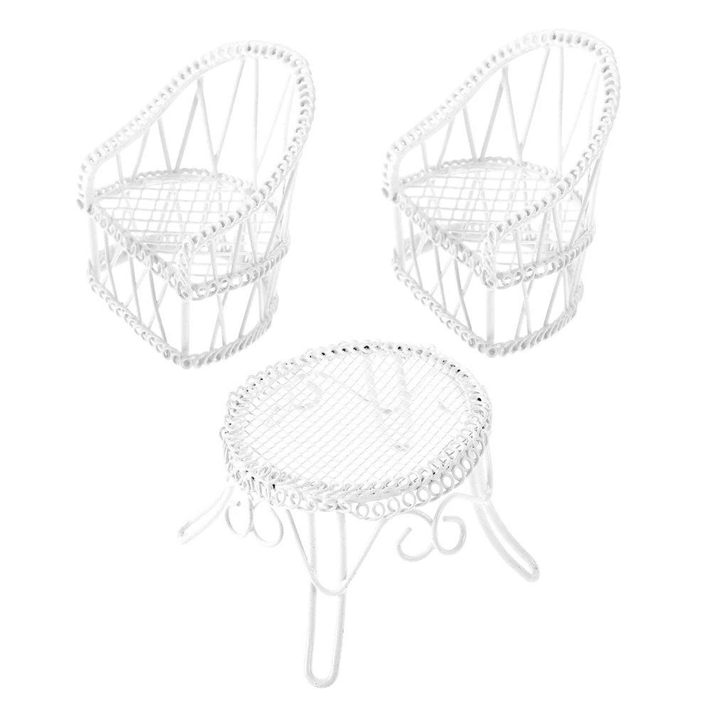 

1 set Micro Landscape Table Chair Set Miniature Furniture Dollhouse Decor Realistic Detail Durable Material Versatile Use Tiny