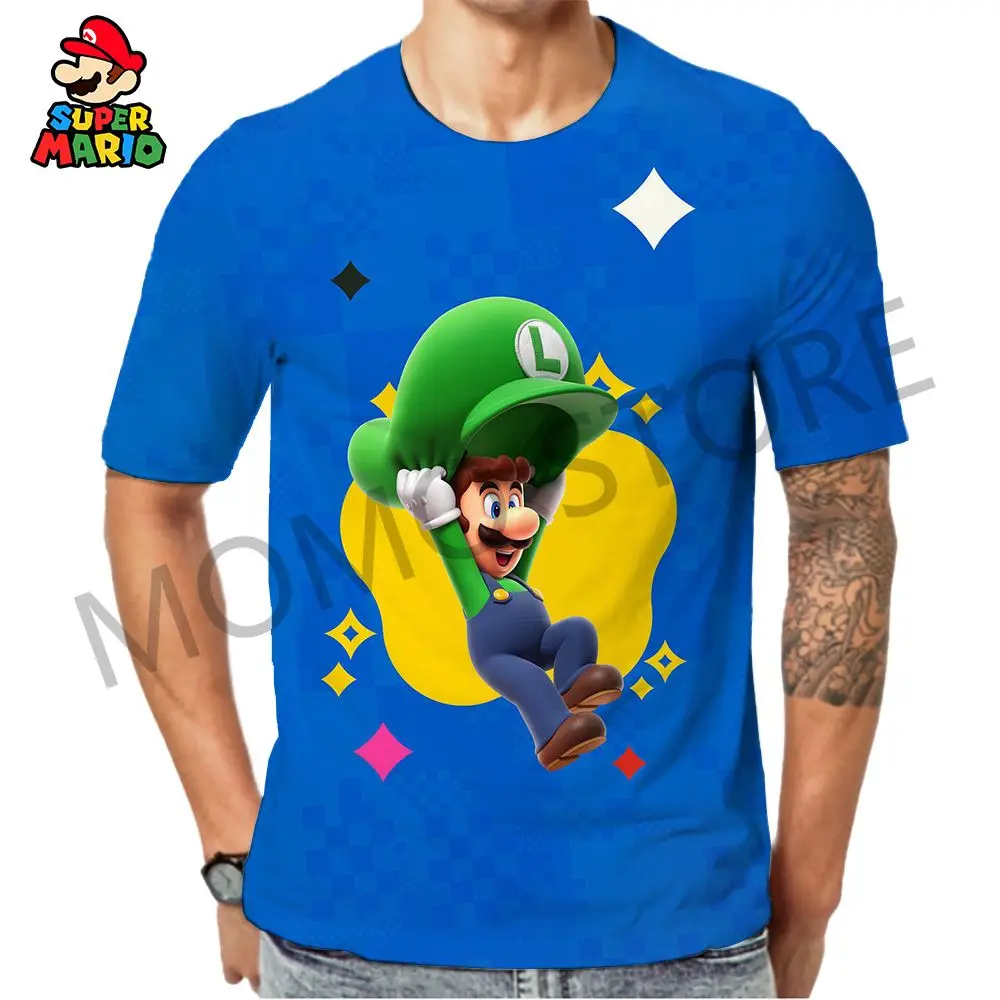 

110-6XL Mario Men's T Shirt Kid's T-shirt 2024 Summer Y2k Clothes Louis Anime Quick Dry Street Wear Children's Classic Adventure