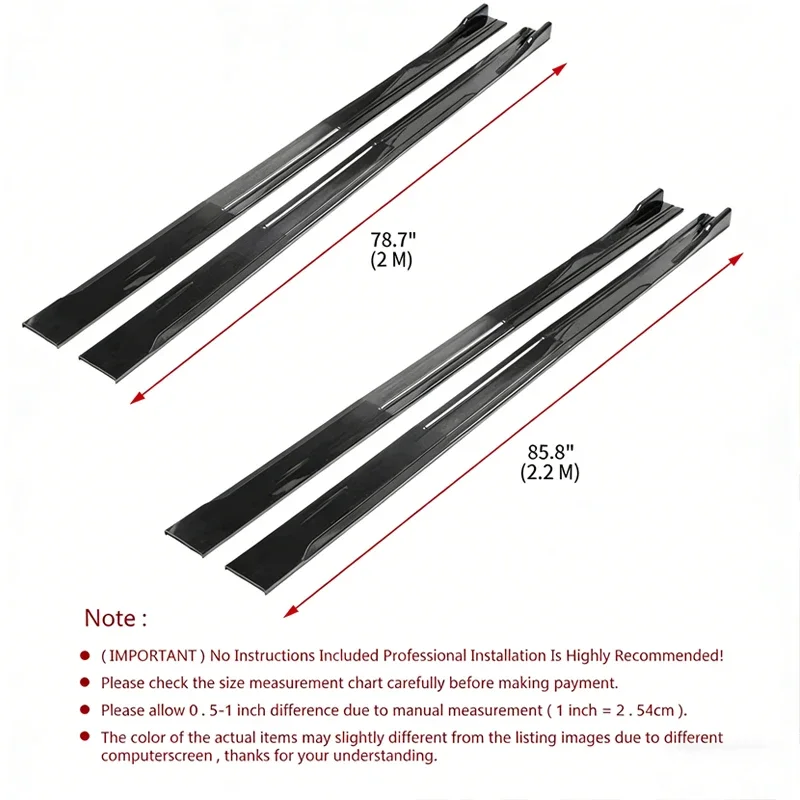 Universal 2m/2.2m Car Side Skirt Extension SplitterBumper Racing Side Wing Bumper Lip Side Spoiler For VOLVO V60 Car Accessories view 4
