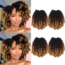 18Strands Jamaican Bounce Synthetic Crochet Hair 4Packs Can Full Head For Black Women Wand Curls Short Curly Crochet Hair