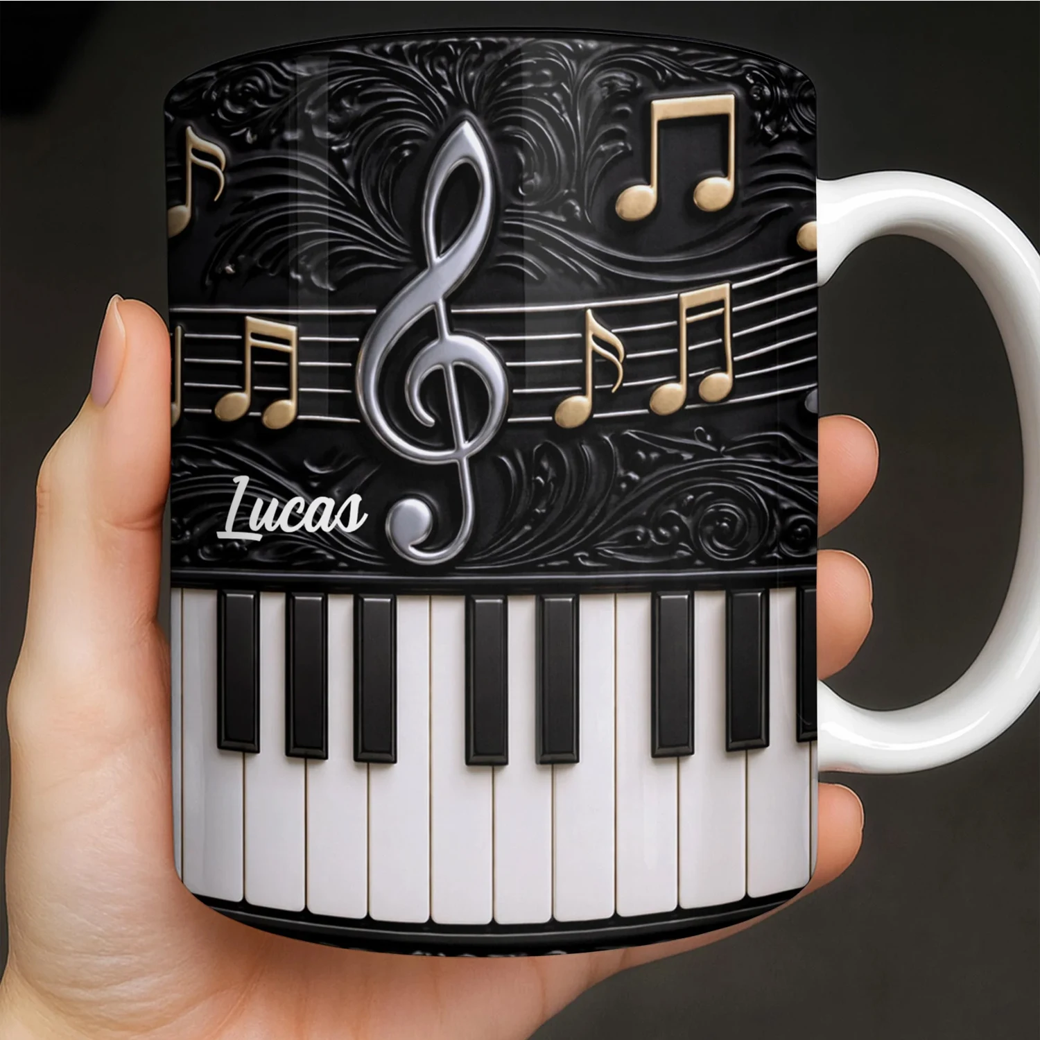 Tasses à café en céramique personnalisées avec nom, cadeau élégant pour les pianistes et les passionnés de musique