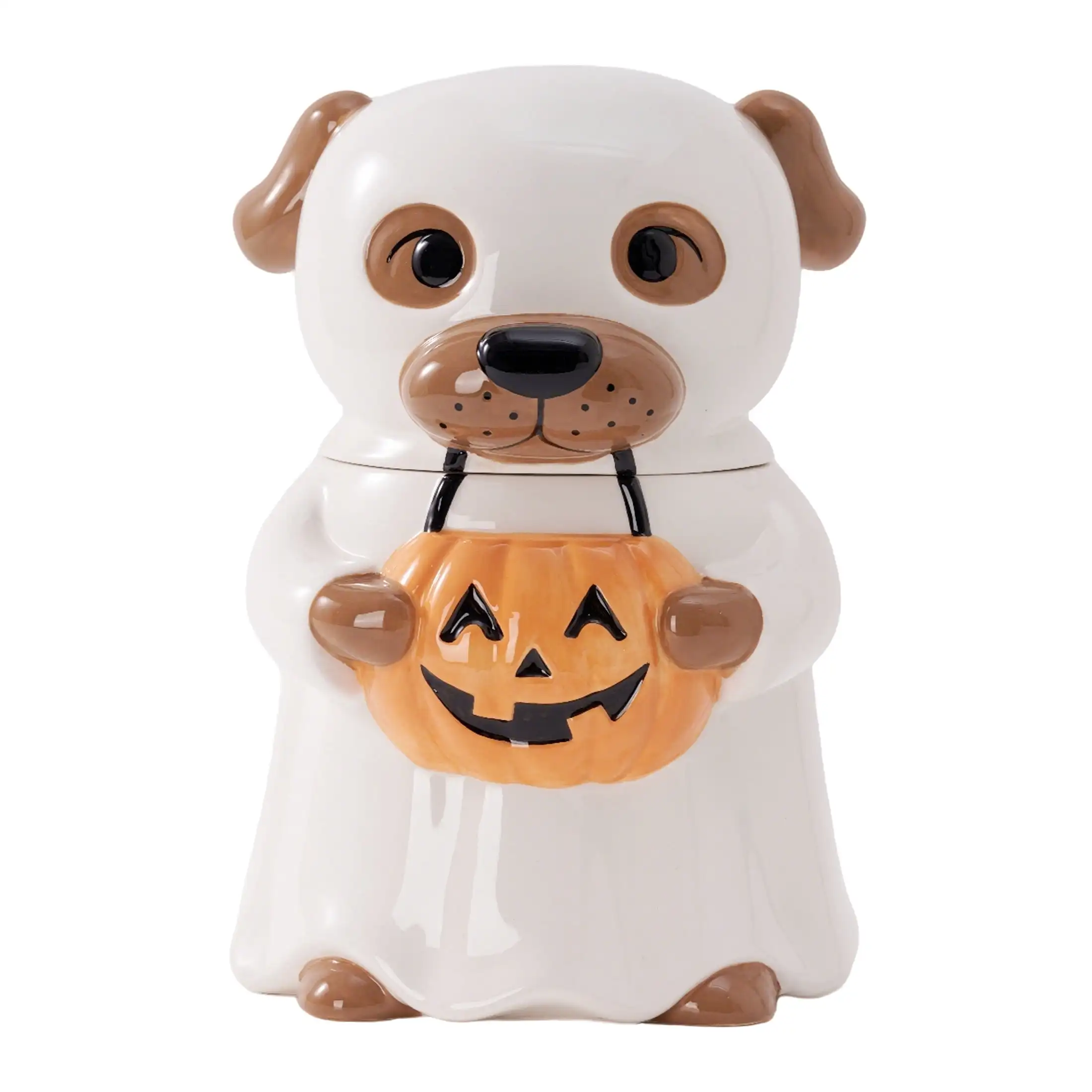 Halloween Ghost Dog Ceramic Cookie Jar
