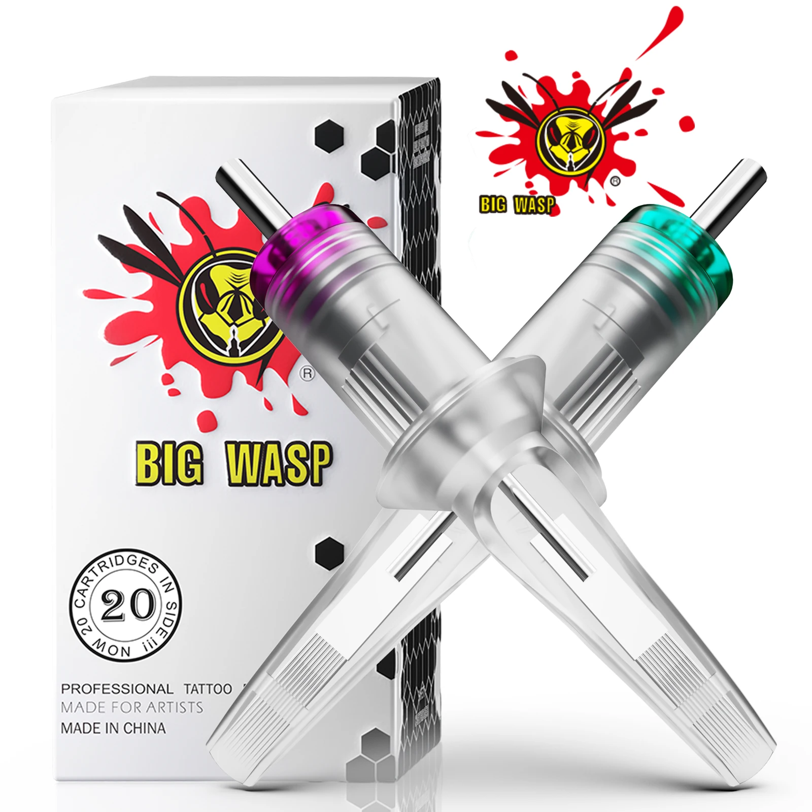 Bigwasp 20 pçs cartucho de tatuagem agulha descartável segurança estéril agulha rm/rl/rs/m1 cartucho esterilizado agulhas para caneta tatuagem