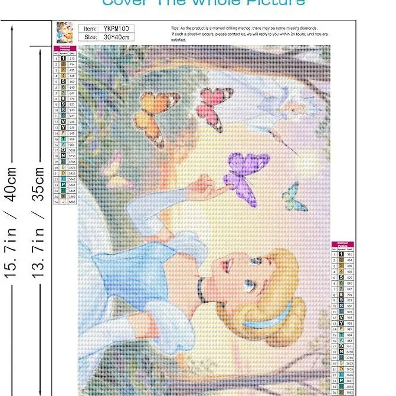 1 szt. Zestaw do malowania diamentami 5D, DIY haft kryształkami, magiczna sztuka Disneya: Kopciuszek i Wróżka Matka Czarodziejka