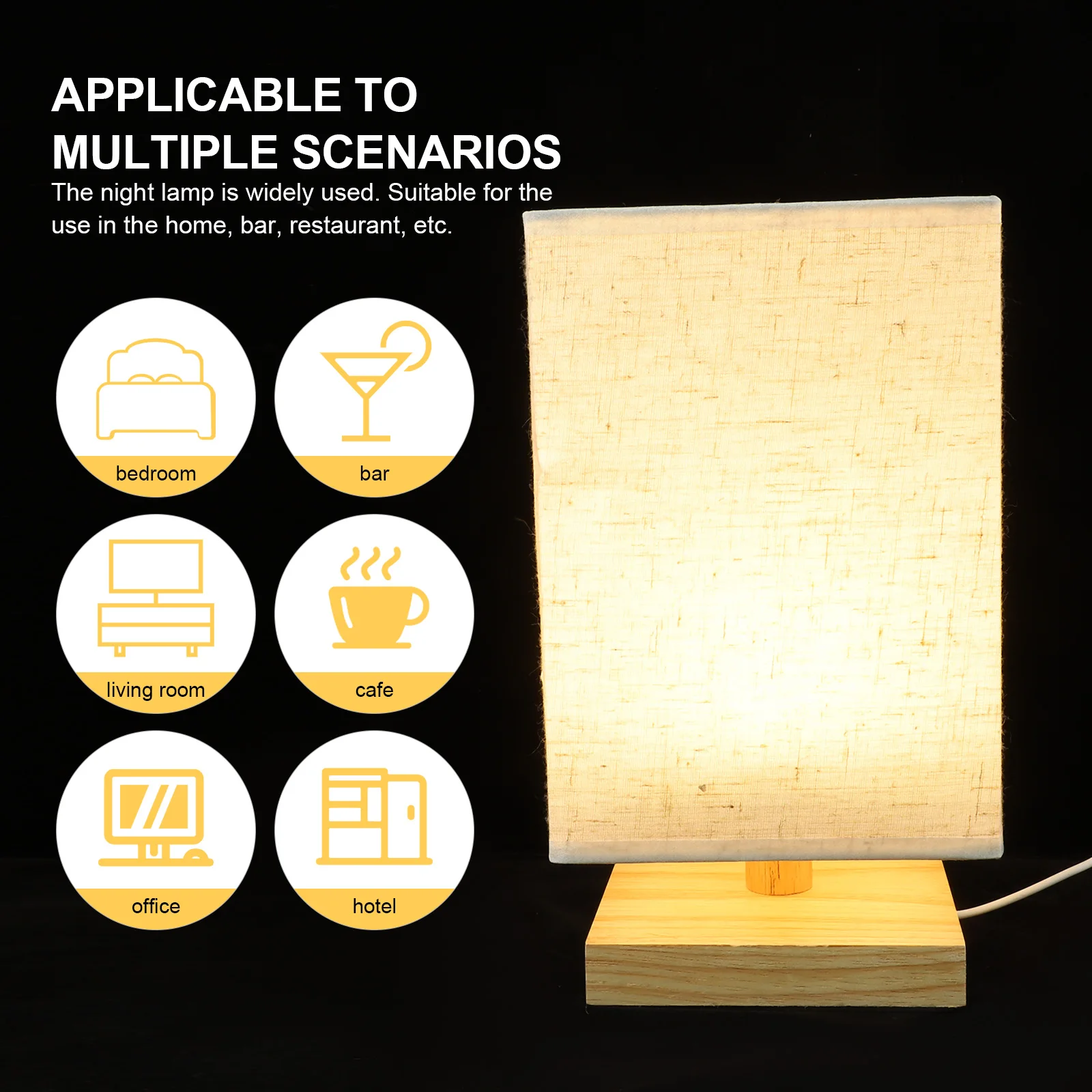 

Modern Bedside Lamp Fabric Shade Table Light 120 Wood Base USB Button Switch Night Stand Small Rustic Bedroom Decor