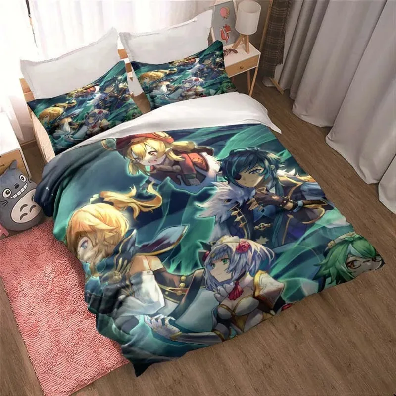 

Genshin Impact Game Anime Quilt Cover Bed Quilt Cover Double King Bed Quilt Cover Home Textiles Children Adults