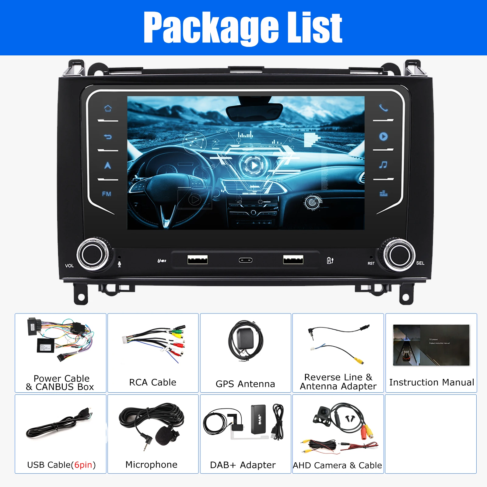 ESSGOO 7 inch Android 15 4+64GB autoradio GPS navigatie WiFi voor Benz B-Klasse W639 W169 W245 Vito FM BT USB SWC Mirror Link