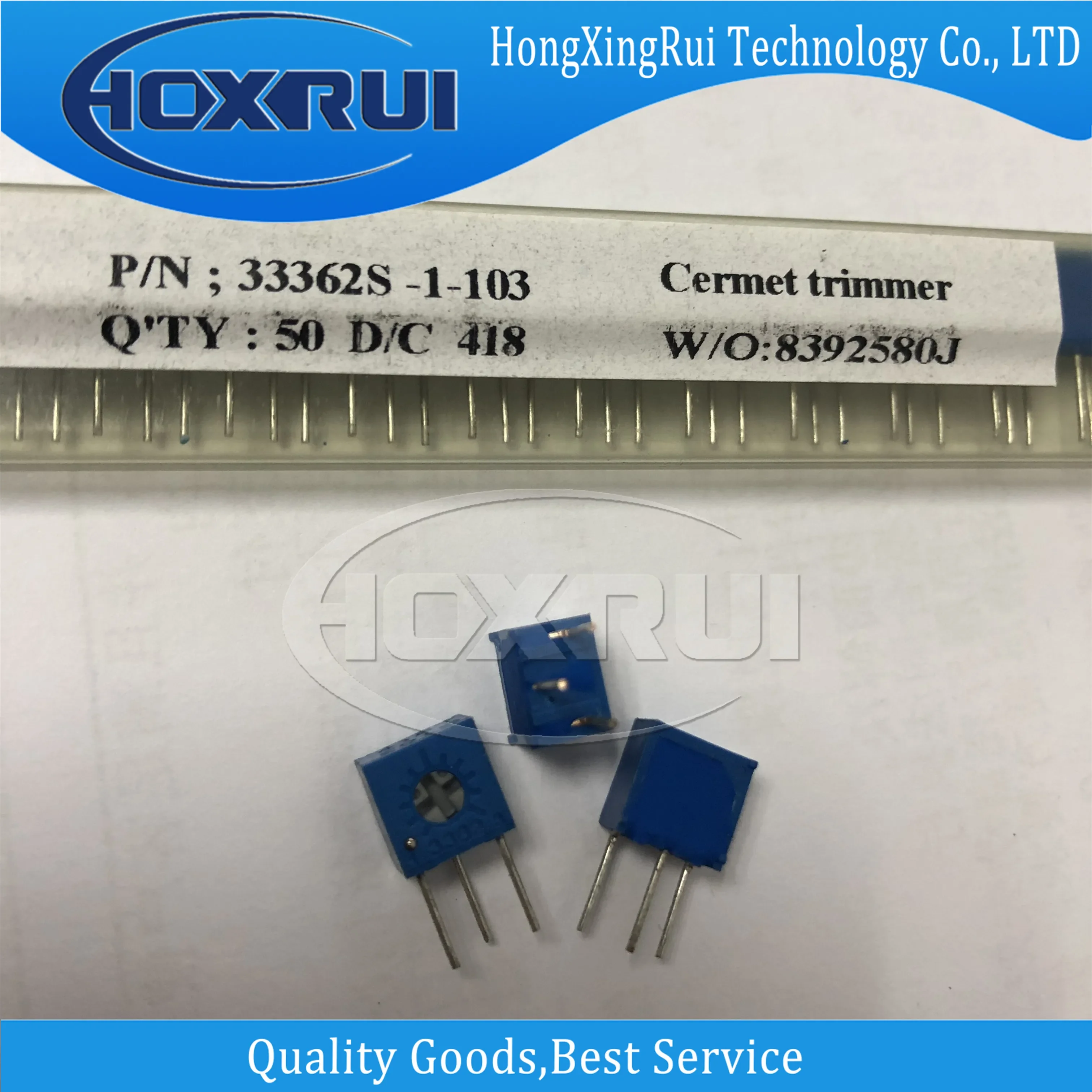 5 PCS/LOT,3362S-1-103LF,DIP,Trimmer,  Through Hole Cermet Trimmer Resistor with Pin Terminations, 10K 10% 0.5W(1/2W) 100ppm