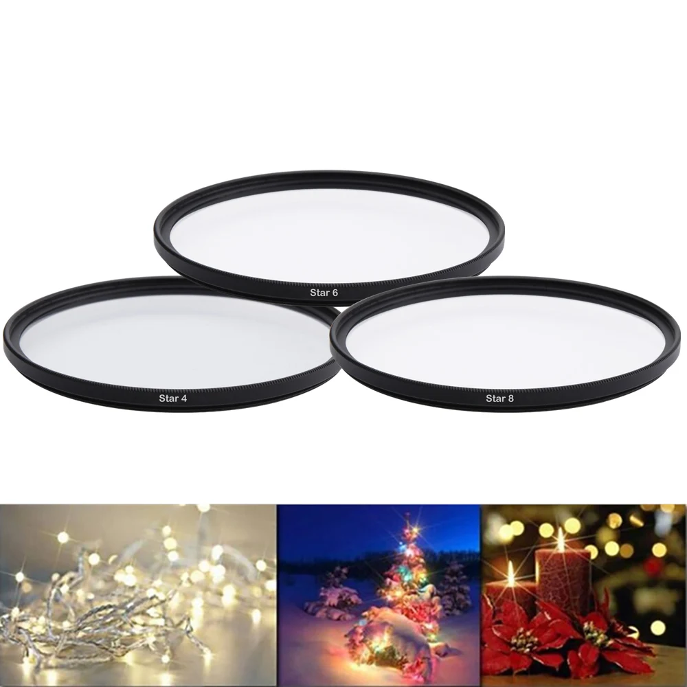 Star Filter 37/40.5/43/46/49/52/55/58/62/67/72/77/82mm 4/6/8X Line Wire Lens Filtor For Canon Nikon Sony Camera DSLR Accessories