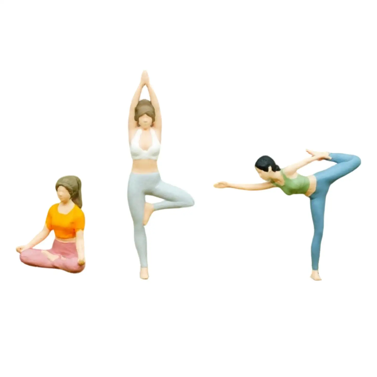 3Pcs 1:64 Yoga Miniature Figures Decorative DIY Projects Ornaments, Diorama, Miniature People Figurines, Miniature Scene Models
