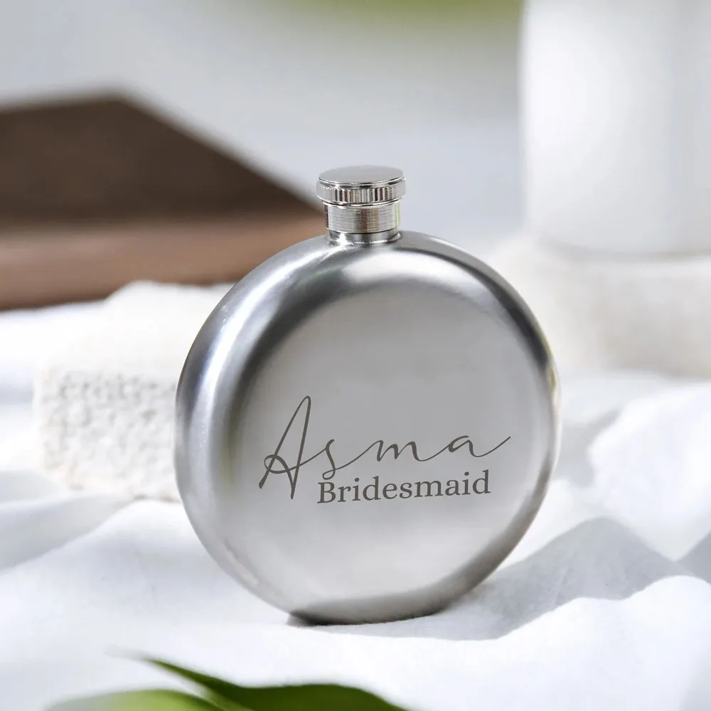 5oz Personalize Logo Whiskey Flask Custom Photo Stainless Steel Flask Round Portable Flagon Camping Portable Drinkware Bottle