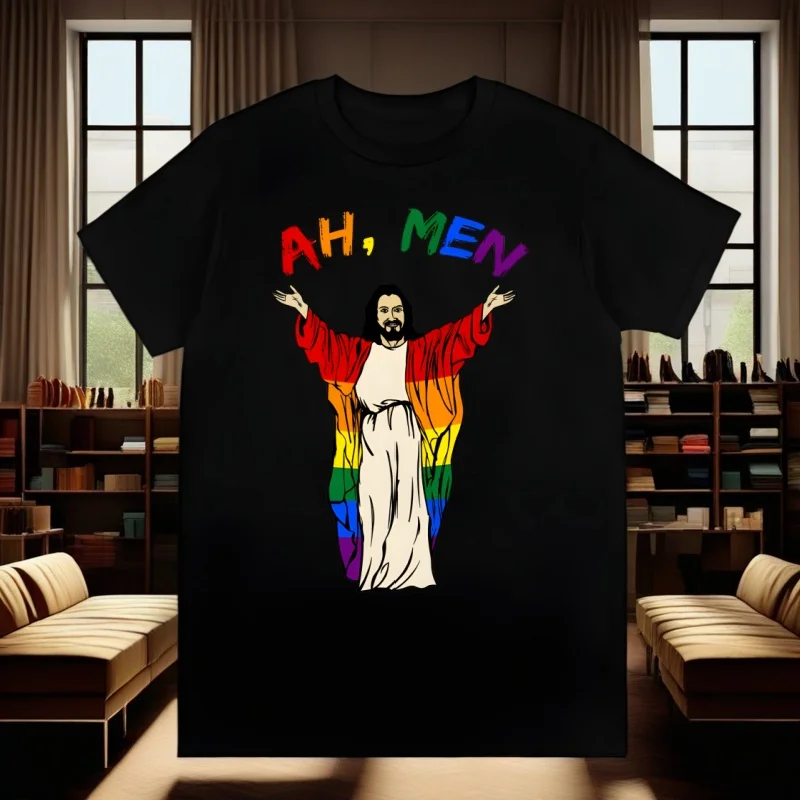 

LGBT Jesus funny Lesbians Gay Bisexuals Rainbow Pride NEW Arrival Print t shirt man's T-shirt Male Casual Short Sleeve Tops