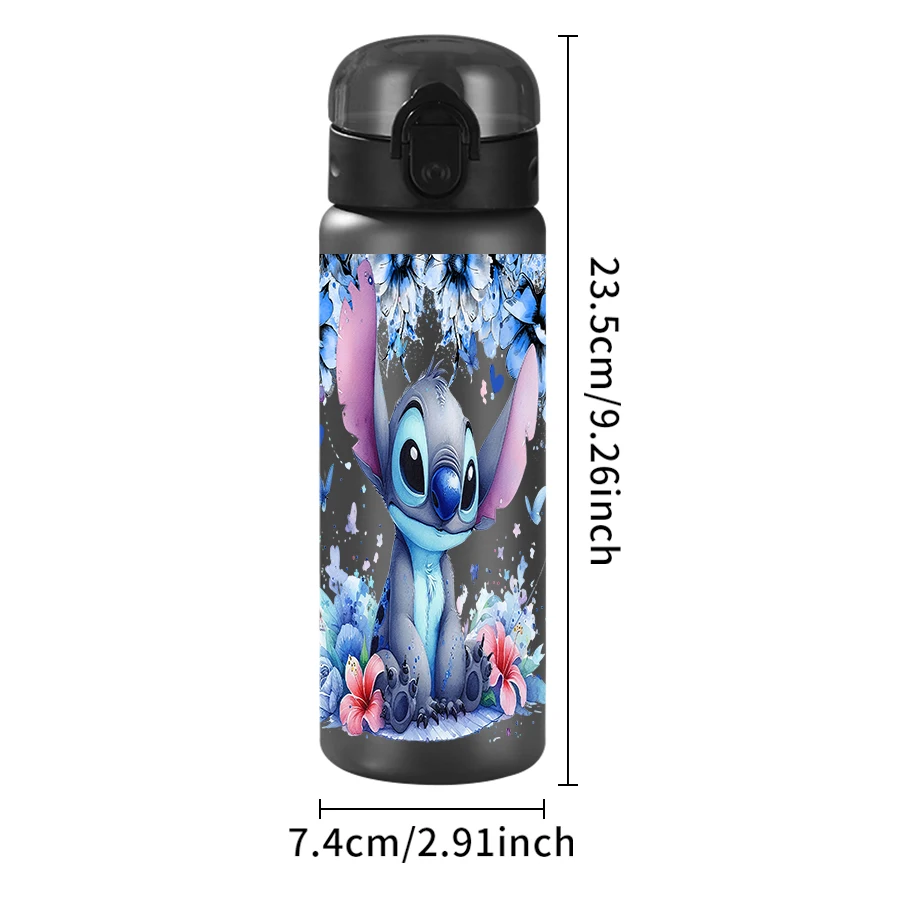 ขวดน้ำพลาสติกลายดอกไม้ดิสนีย์สติทช์ 26 ออนซ์ 1 ชิ้น แก้วน้ำสำหรับเล่นกีฬากลางแจ้ง ของขวัญวันเกิด/งานเลี้ยงรับปริญญา