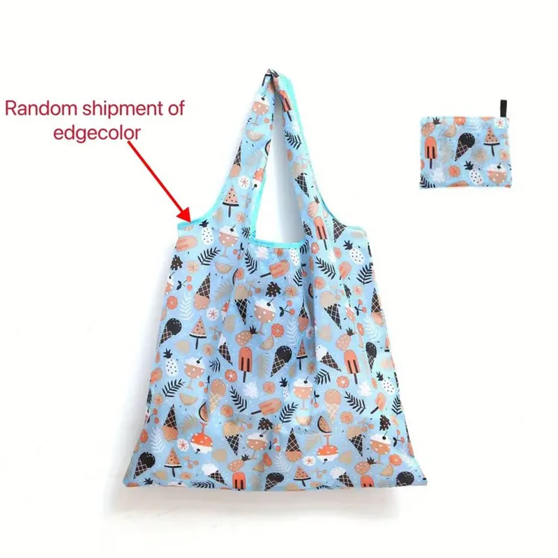 Large Cartoon Foldable Portable Shopping Bag,Eco-friendly Folding Bag Creative Portable Printed Portable Storage Bag