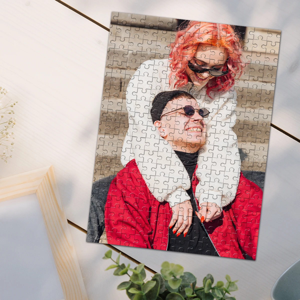 35/300/500/1021 قطعة شخصية مخصصة صور لغز النظارات الشمسية زوجين شخصية الضغط الألغاز بازل قطع