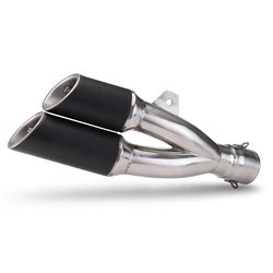 Universal 51MM Motorcycle Exhaust Muffler Modify Double Outlet Tail Silencer Tube for CBR650R G310GS MT07 ZX25R DL650 VERSYS 650
