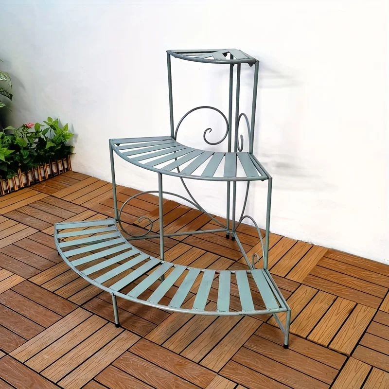 outdoor floor flower pot display stand 3-layer metal line stepped metal plant pots stand 3 tiers flower pot rack