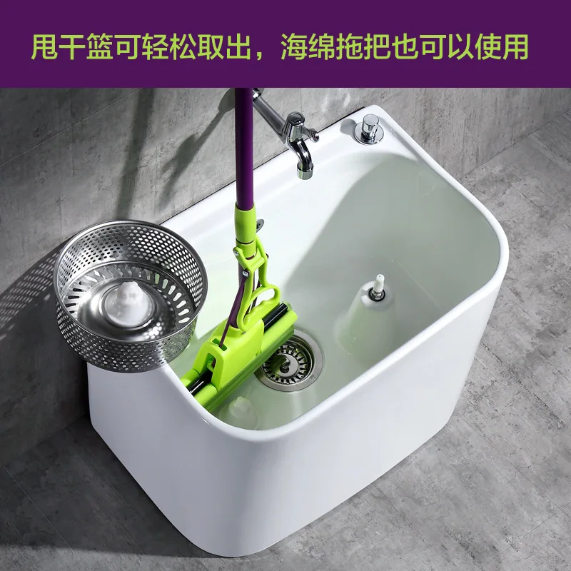 Ceramic large mop pool double drive washing and throwing household overflow mop pool balcony