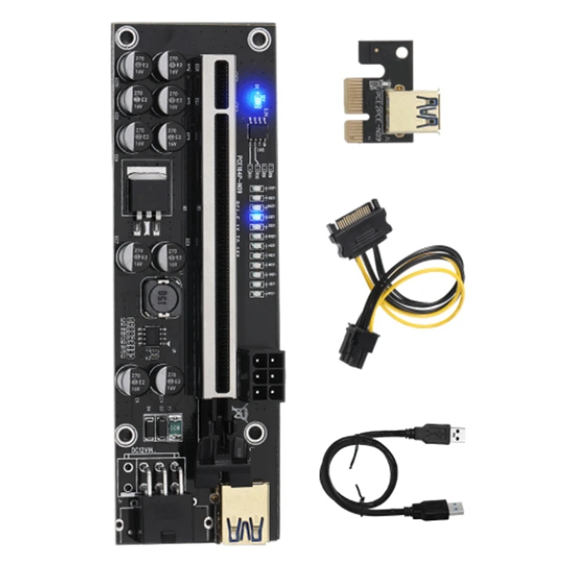 2 шт. V011pro PCIE Riser Card PCI Express 1X To 16X GPU Riser USB 3.0 SATA Кабель-адаптер для майнинга Ethereum ETH