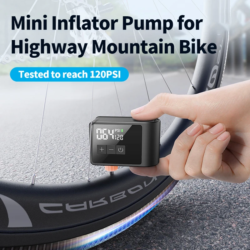 

120PSI Mini Electric Air Pump For Road Bikes Portable High Pressure Tire Inflator for Cycling Motorcycles Schrader Presta Valve