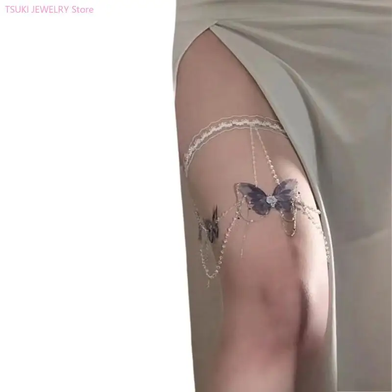 62KE Sexy Lace Leg Chain Butterfly Prendant Hit -Fringes Fringes Fringes Pody Jewelry Music Festival Music Festival #3