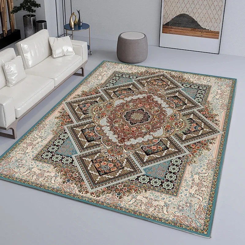 

VIKAMA Bohemian Crystal Fleece Floor Mat Living Room Carpet Bedroom Large Rug Office Home Decor Anti-Slip Stain-Resistant Mat