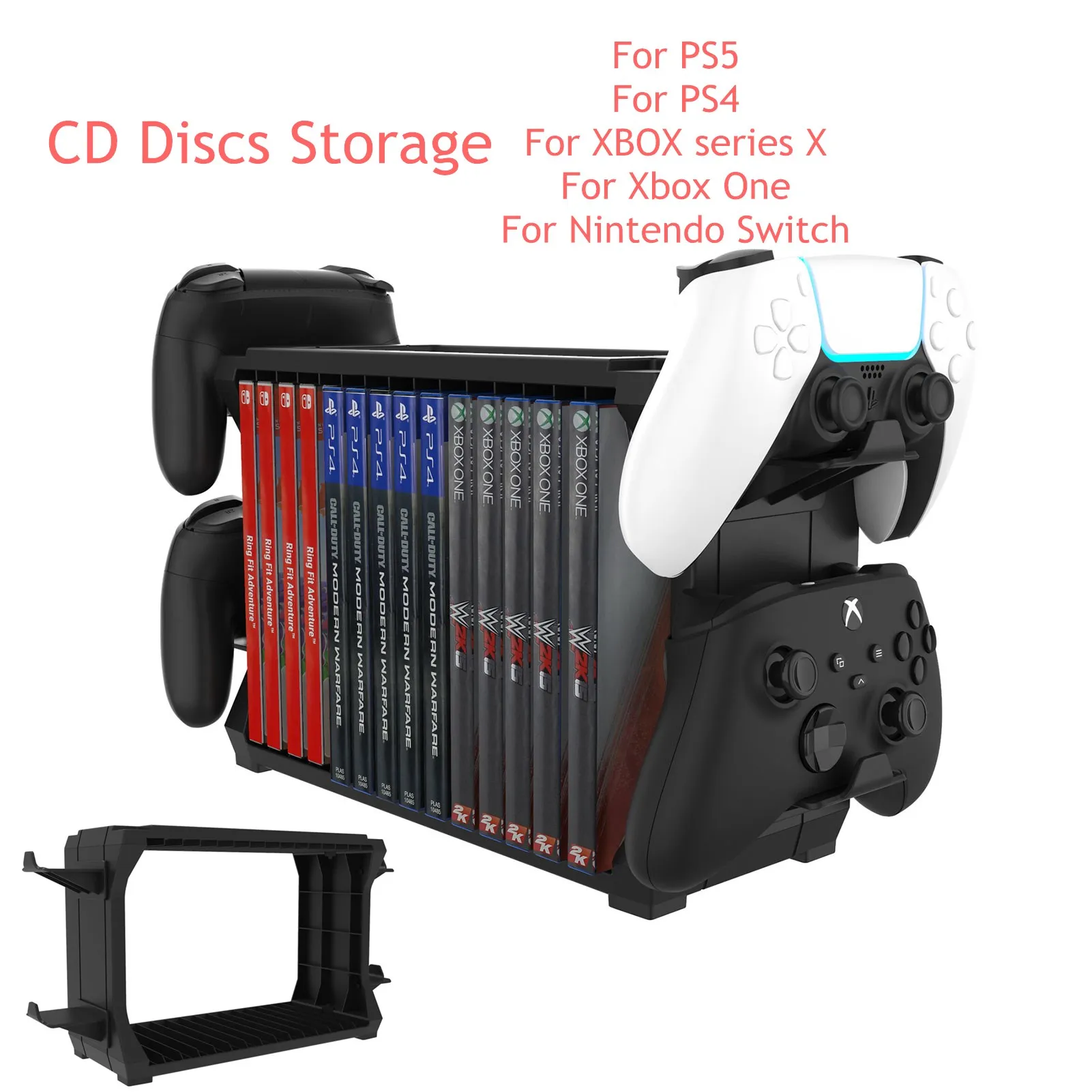 15 Layers Universal Games Discs Storage Rack Game Storage Tower Game Disc Rack Controller Organizer For PS5 PS4 Console/Xbox One