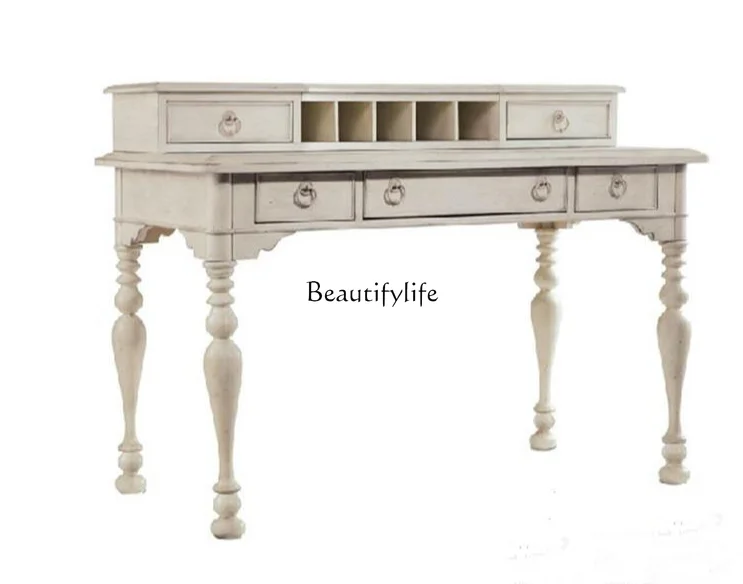 

American oak simple fashion retro white solid wood desk study desk