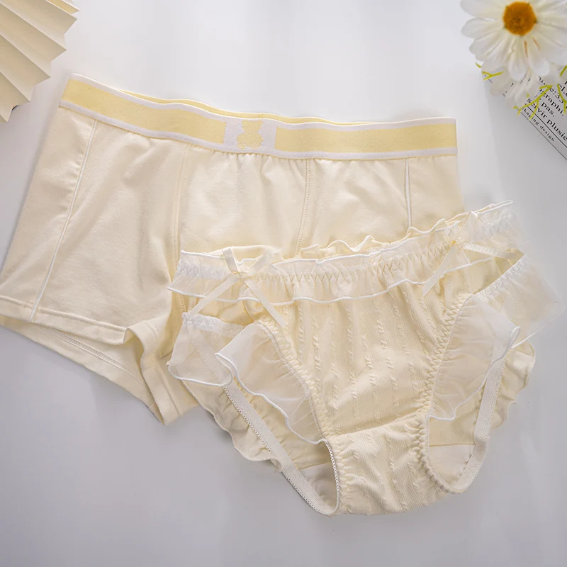 Sexy Male Female Pure Cotton Couple Set  Couple Pure Desire Panties Blue Love Lolita Underwear One Men And One Women view 2