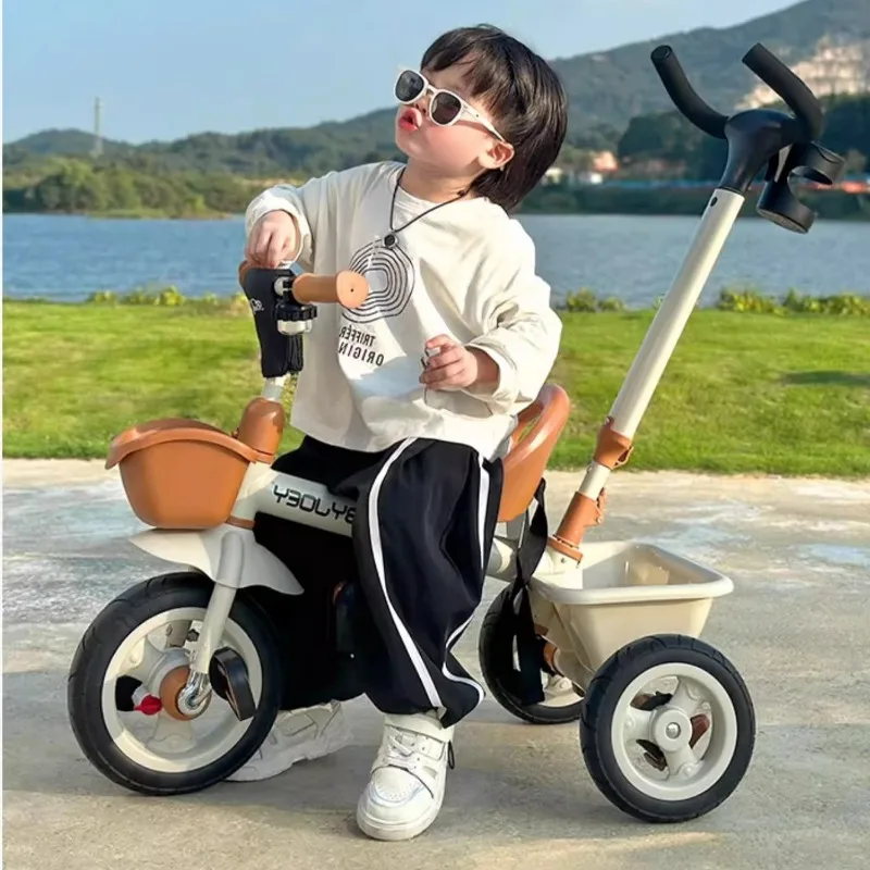 Poussettes à trois roues pour enfants, tricycle rétro polyvalent pour enfants, poussettes optiques