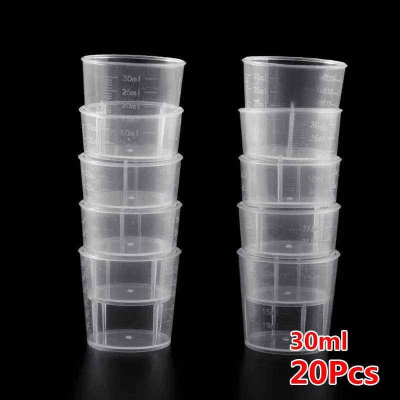 20pcs 15ml-50ml Transparent Scale Plastic Measuring Cup Laboratory Beakers Milk Tea Store Measuring Cup Large Capacity