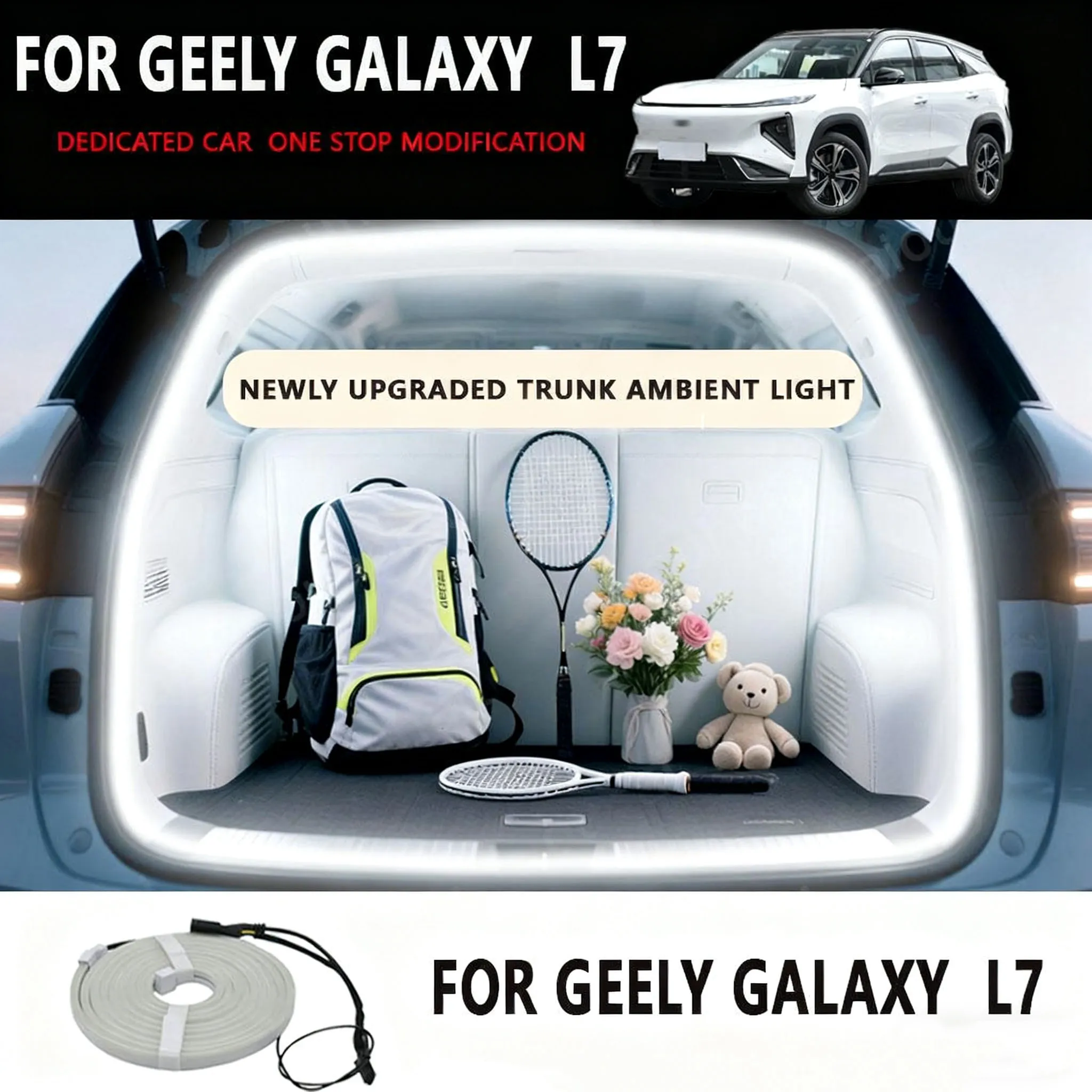 

FOR GEELY GALAXY L7 Rear Trunk LED Light Bar Strips Trunk Interior Decorative Lamp Strip Automatic Luggage Atmosphere Light