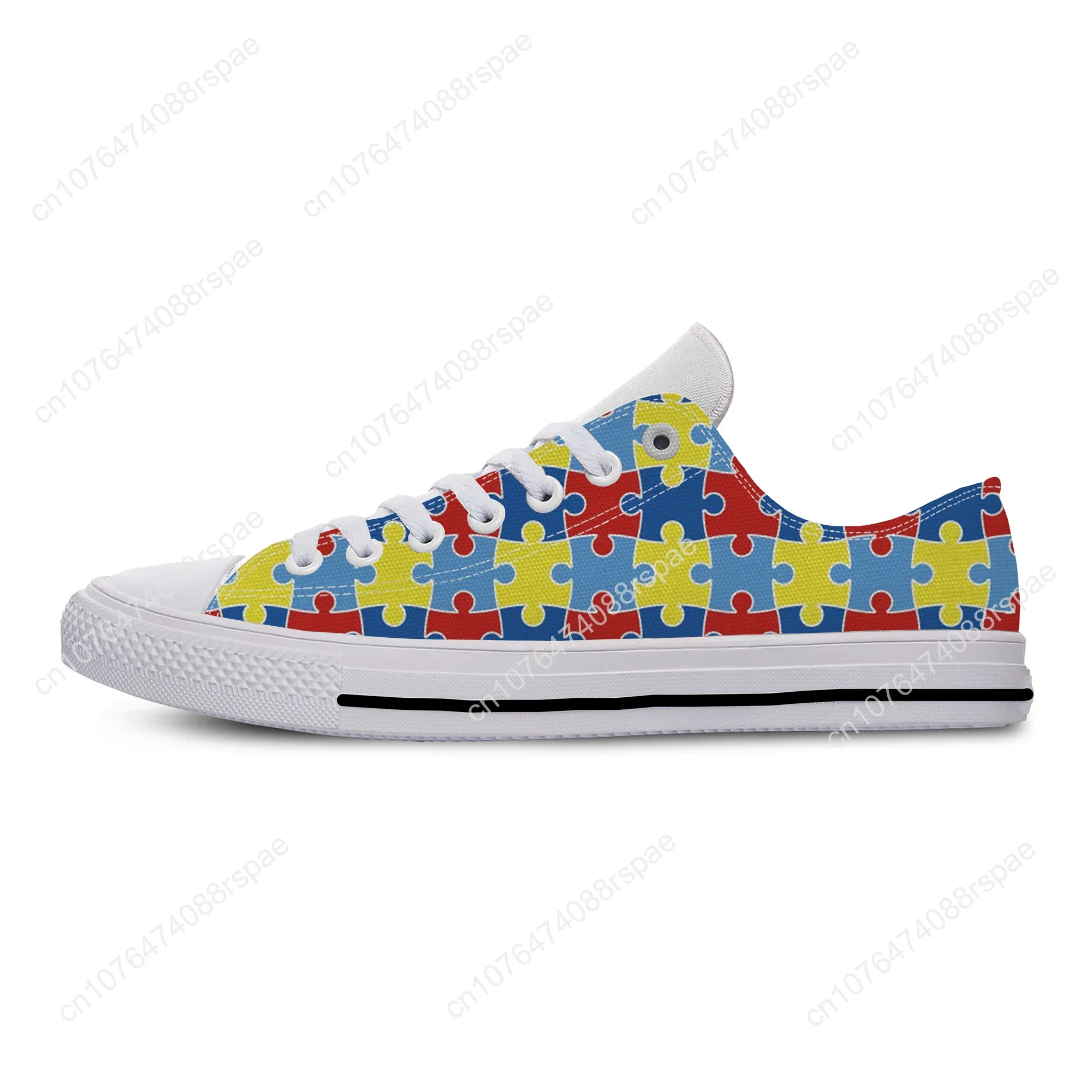 Autisme Bewustwording Puzzel Nieuw Aankomen Mode Lichtgewicht Klassieke Platte Stoffen Schoenen Mannen Vrouwen Casual Ademende Sneakers