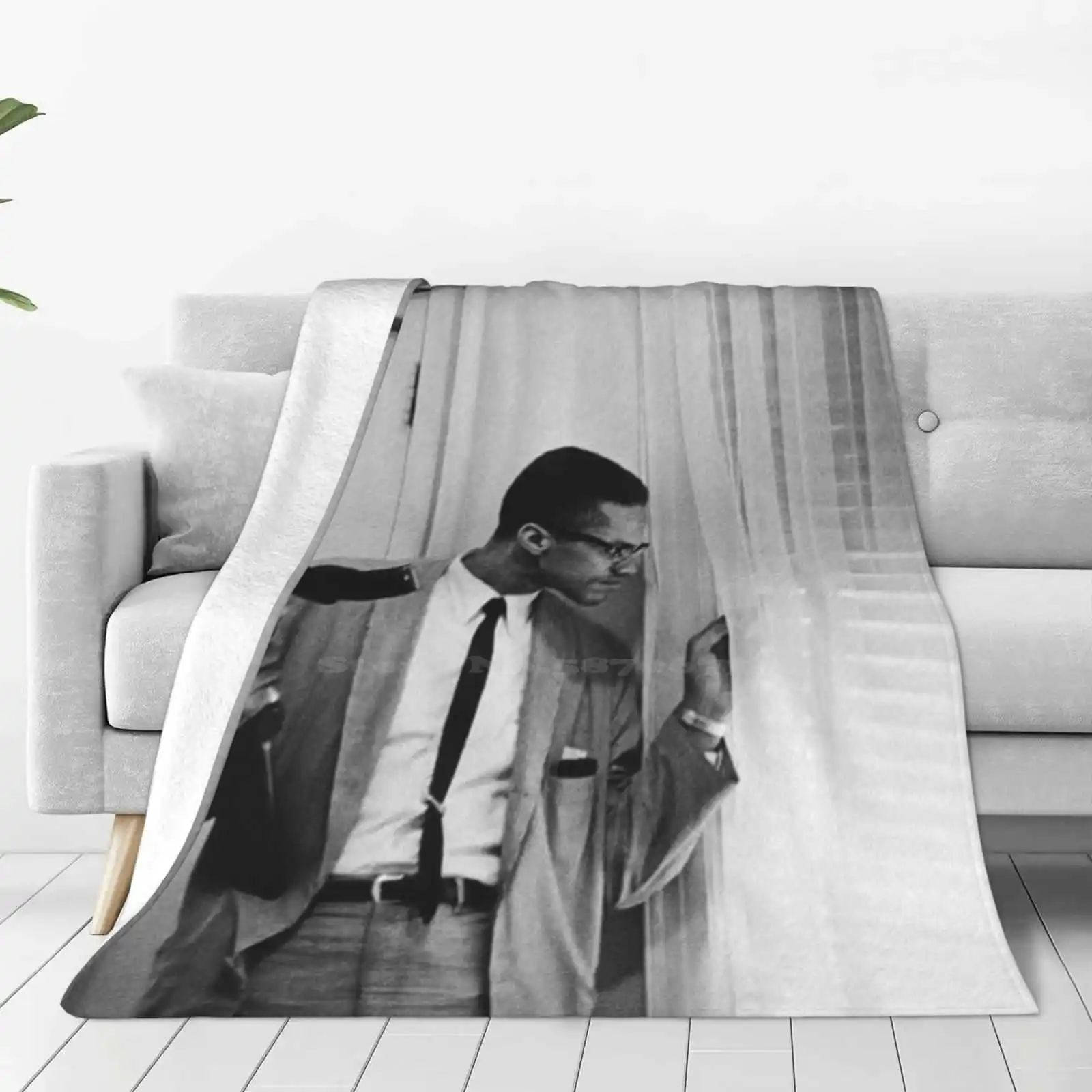 Malcolm With Gun For Home Sofa Bed Camping Car Plane Travel Portable Blanket History Classic Vintage Heroes Journey X Little