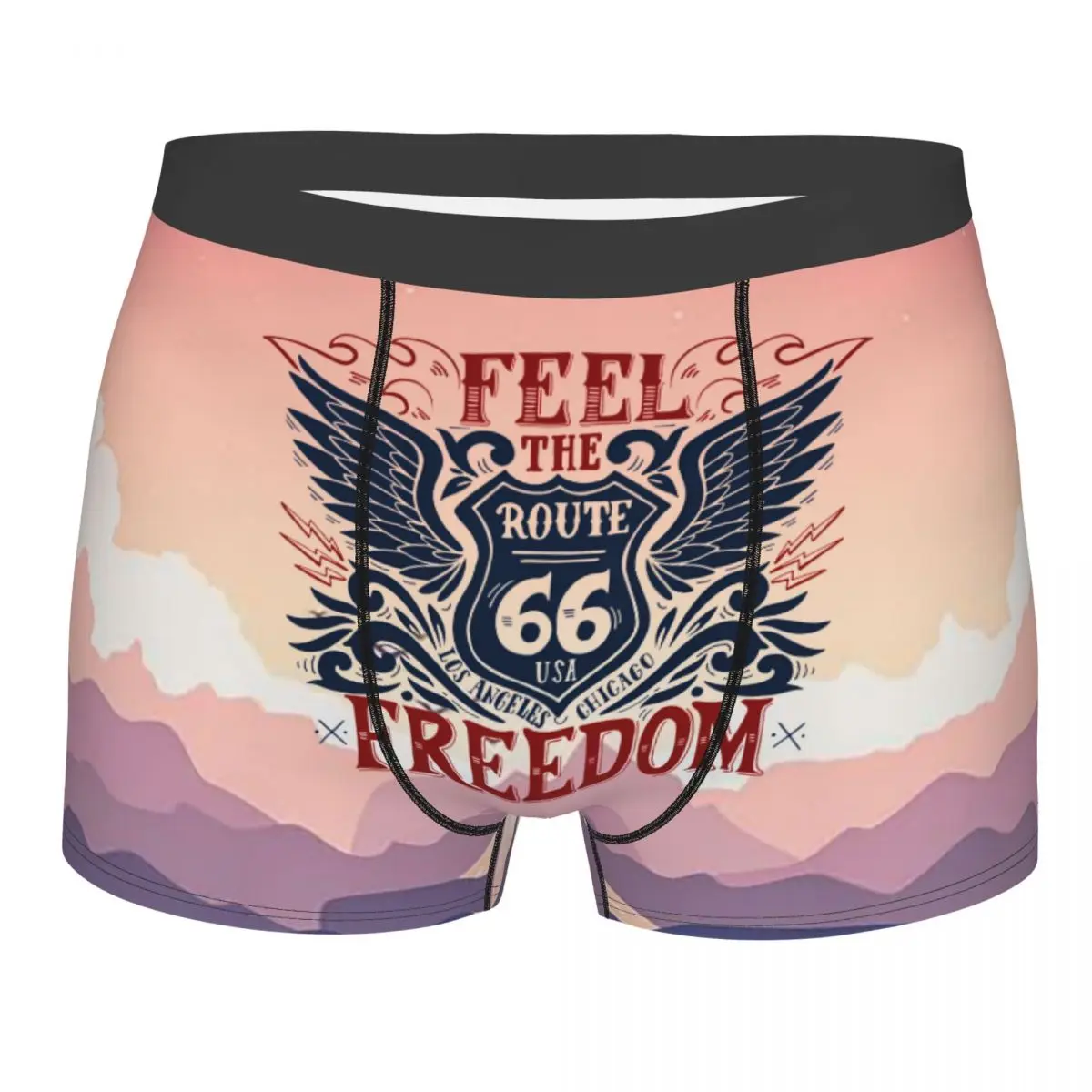 

Custom Male Cool Feel The Freedom Route 66 Men's Underwear Boxer Briefs Soft Shorts Panties Underpants