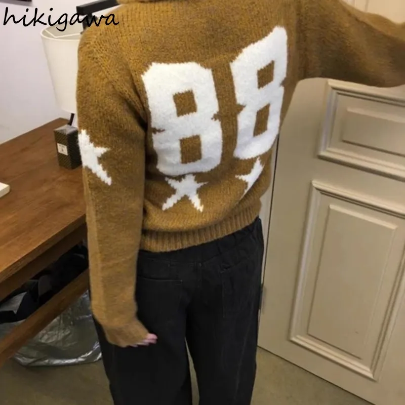 Letter Cardigan Jackets 2024 Winter Clothing Korean Sueter Mujer Fashion Korean Pull Femme Casual Knitted Zipper Sweater Tops