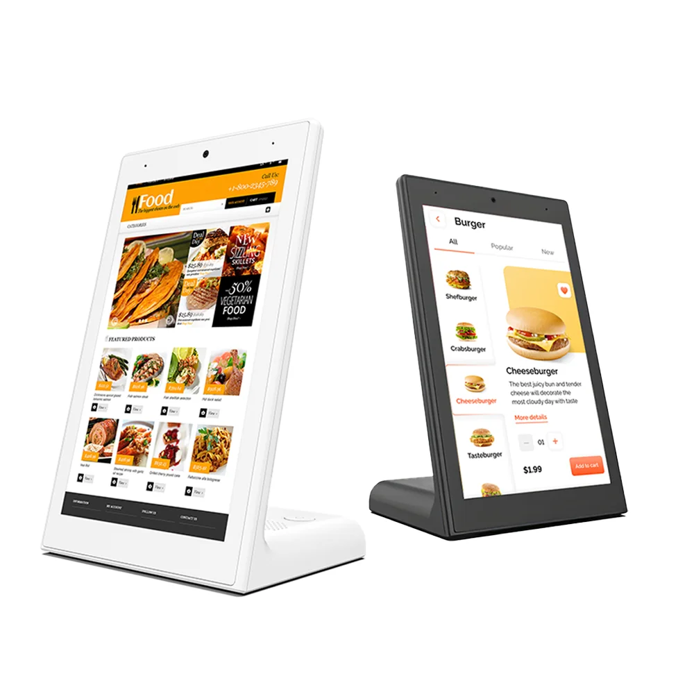 10.1Inch L Shape Desktop Android Tablet Touchscreen LCD Digital Signage Screen For Restaurant Store Advertising Menu Display