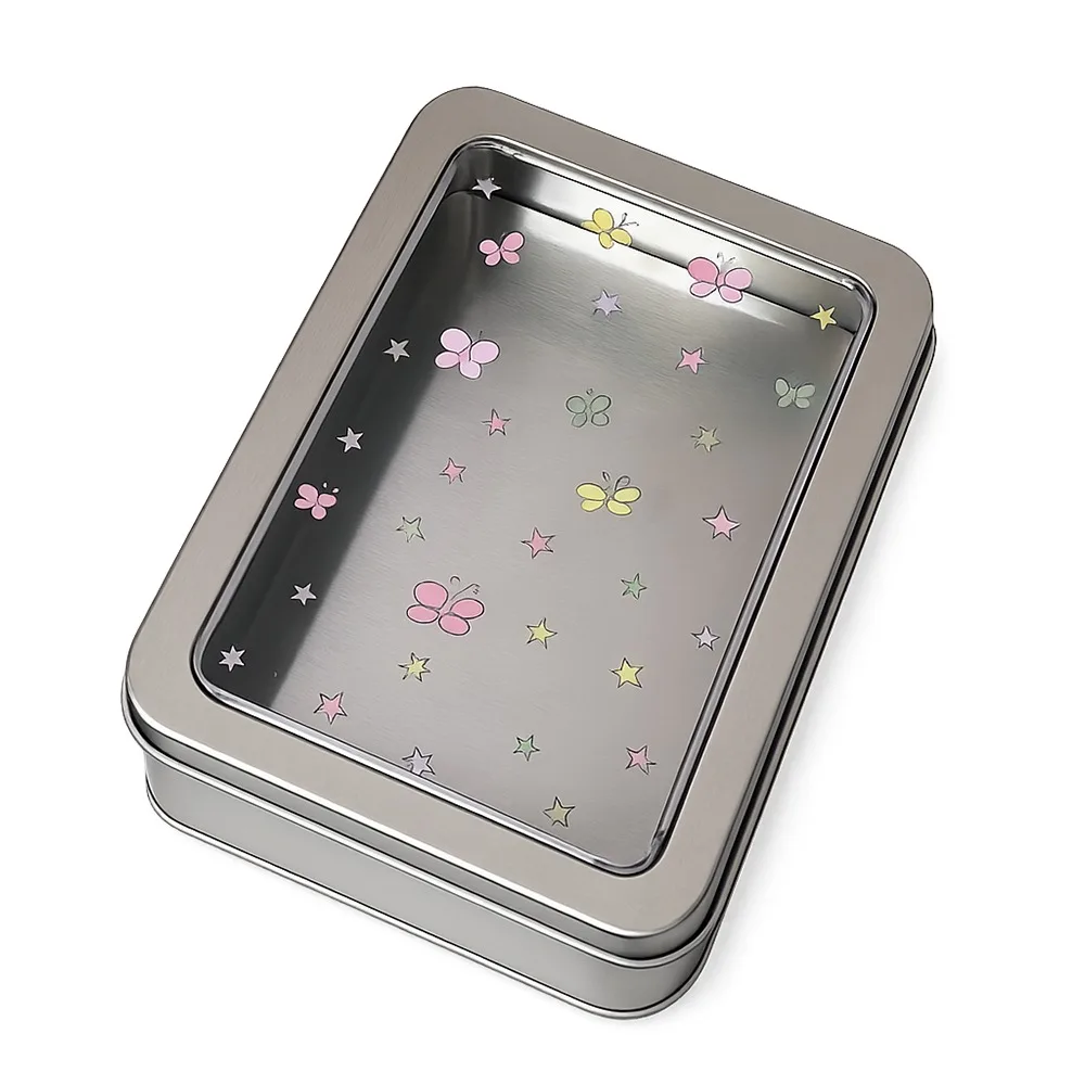 Portable Photocard Storage Box Tinplate Material Transparent Cover Card Storage Tin Box Korean INS-Style Dustproof
