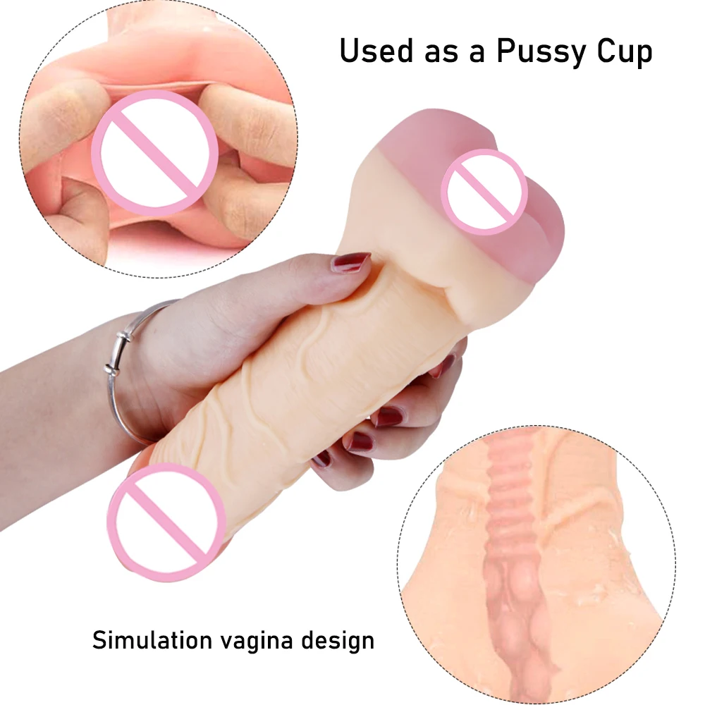 Realistic Big Penis Soft Dildo Huge Dick Erotic Phallus Reusable Penis Enlargers Pussy Cup Dildos Three Uses Sex Toys Unisex